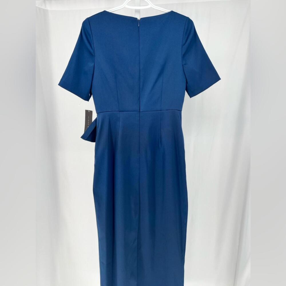 AIDAN MATTOX V-Neck Mikado Gown sz 0 Ruched Short Sleeves Peplum Detail Gala - Picture 7 of 10